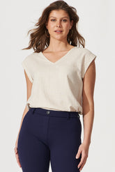 Oatmeal Linen Blend Jina Blouse